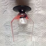 10 large pink art deco glasses with black stem Vintage France