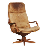 Berg Furniture Teak&Leather swivel Highback Lounge Chair