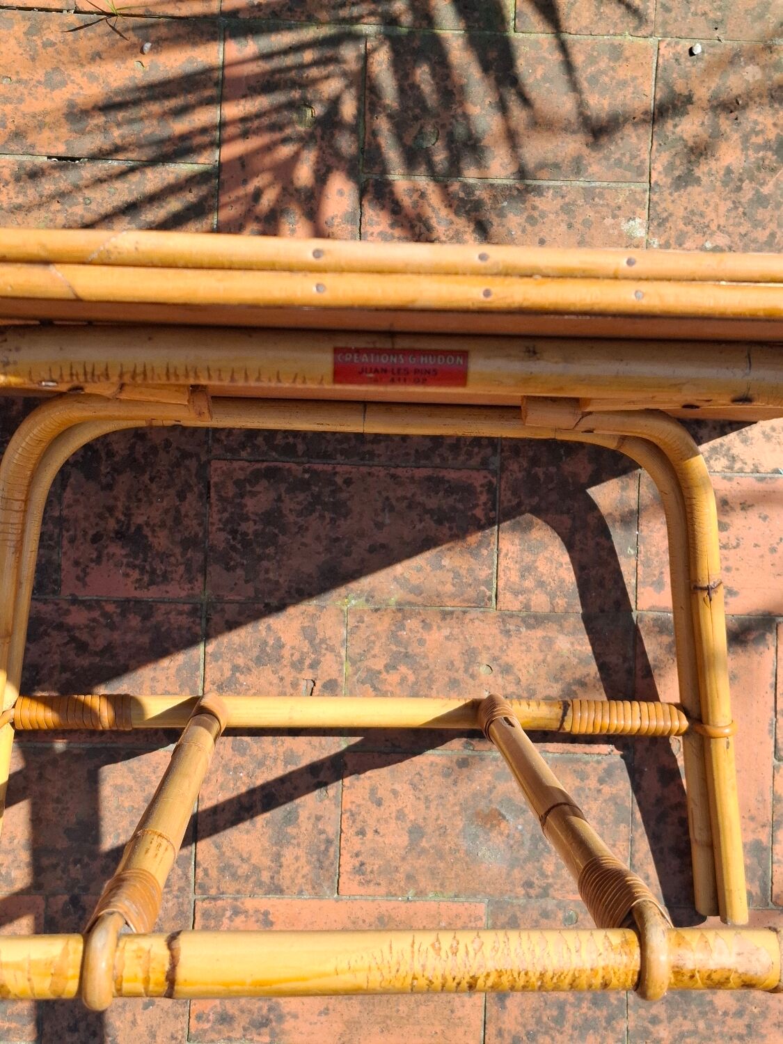 1960 signed rattan coffee table