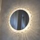 Large circular Boho wall lights with mirror in melted ice acrylic, 1970s
