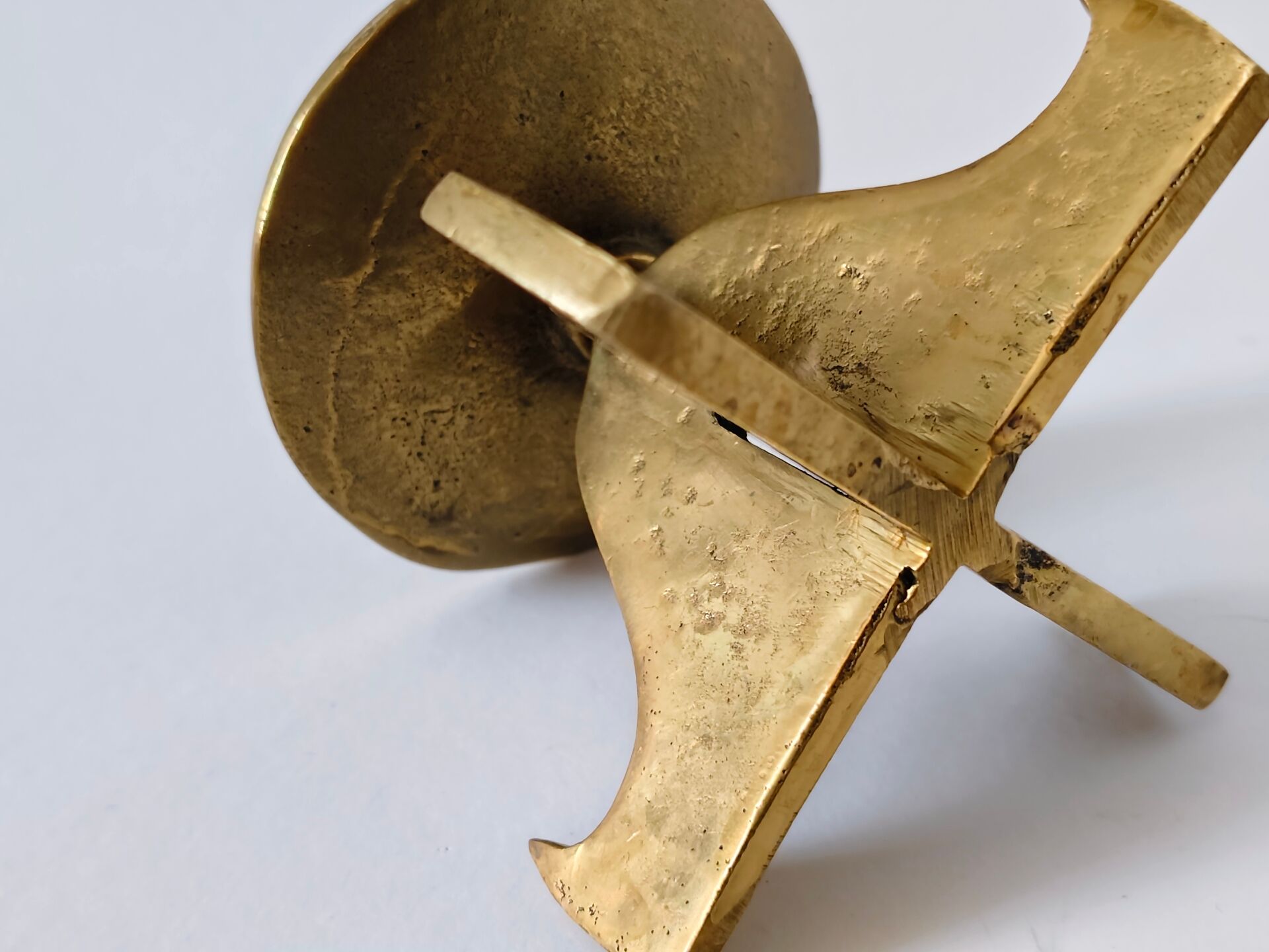 Brutalist vintage brass candlestick