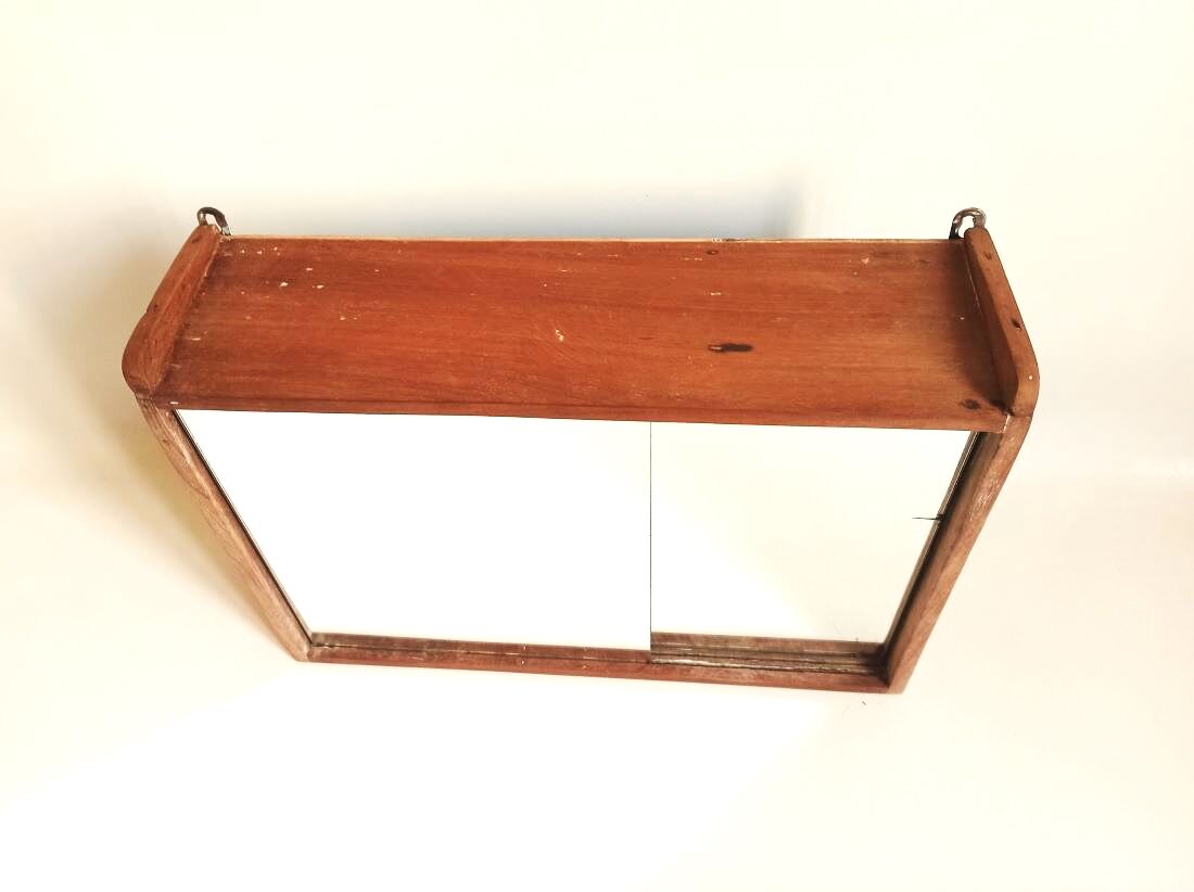 Small Wall Mounted Teak Toilet Cabinet Solid 50s