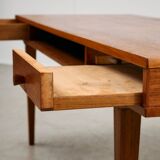 1950s Danish Teak Coffee Table with Drawers and Pull-Out Tray