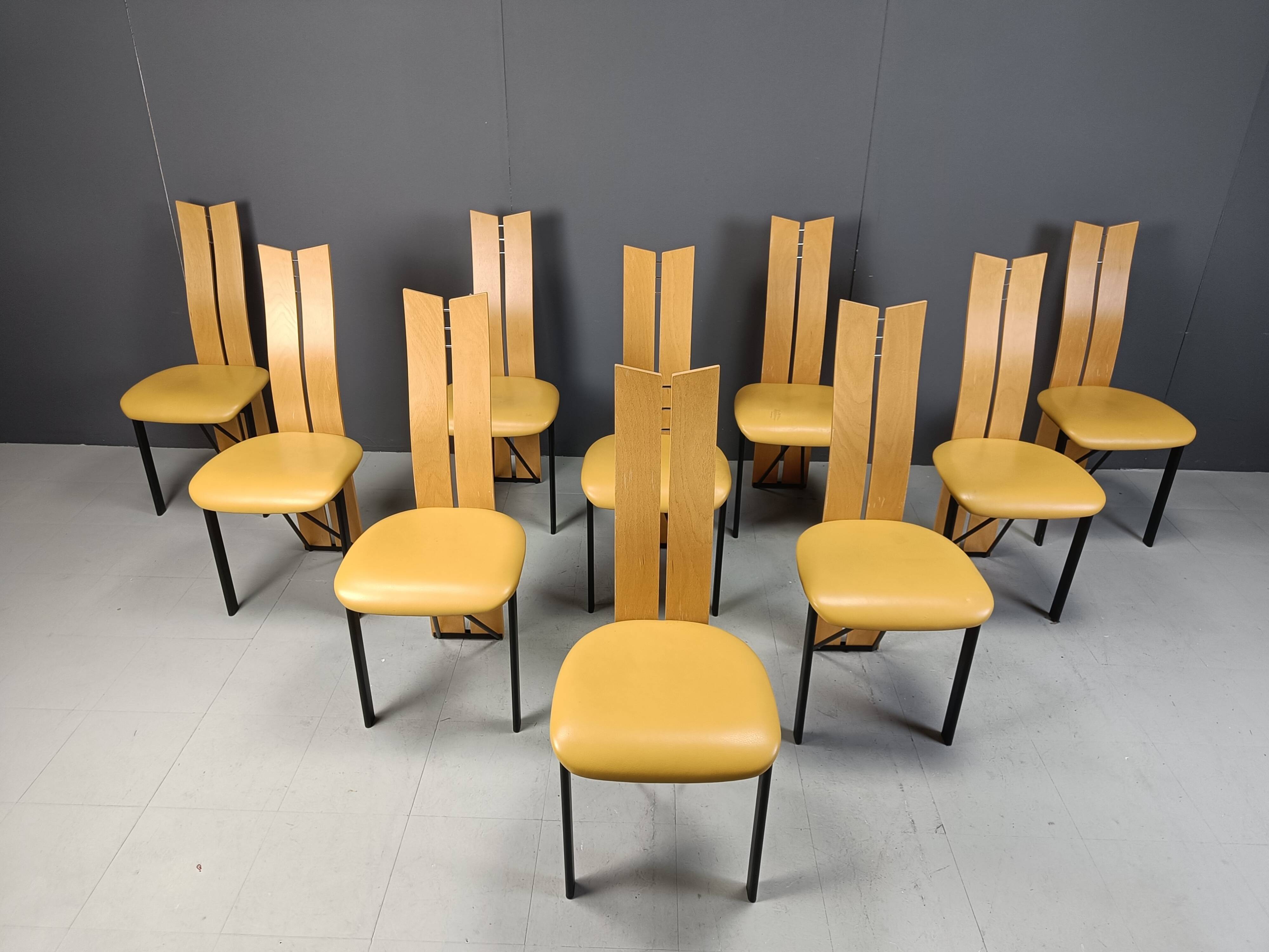 Vintage postmodern dining chairs, 1980s - set of 10