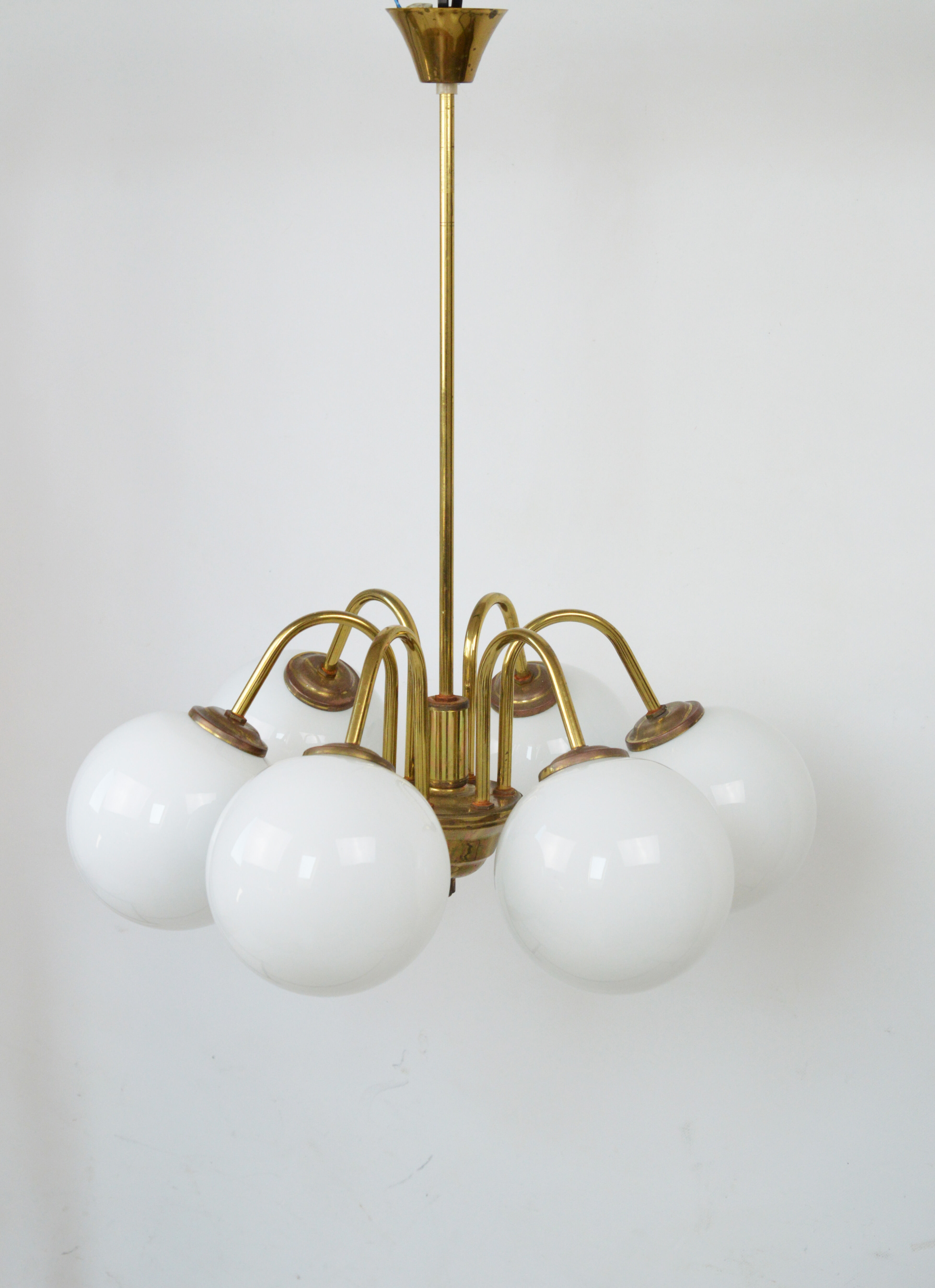 Six-arm chandelier, Poland, 1980s