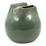 Mid-century Modern green spherical gres vase, Franco Bucci Italy ca. 1970