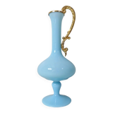 antique blue opaline and gilded brass vase Murano Italy