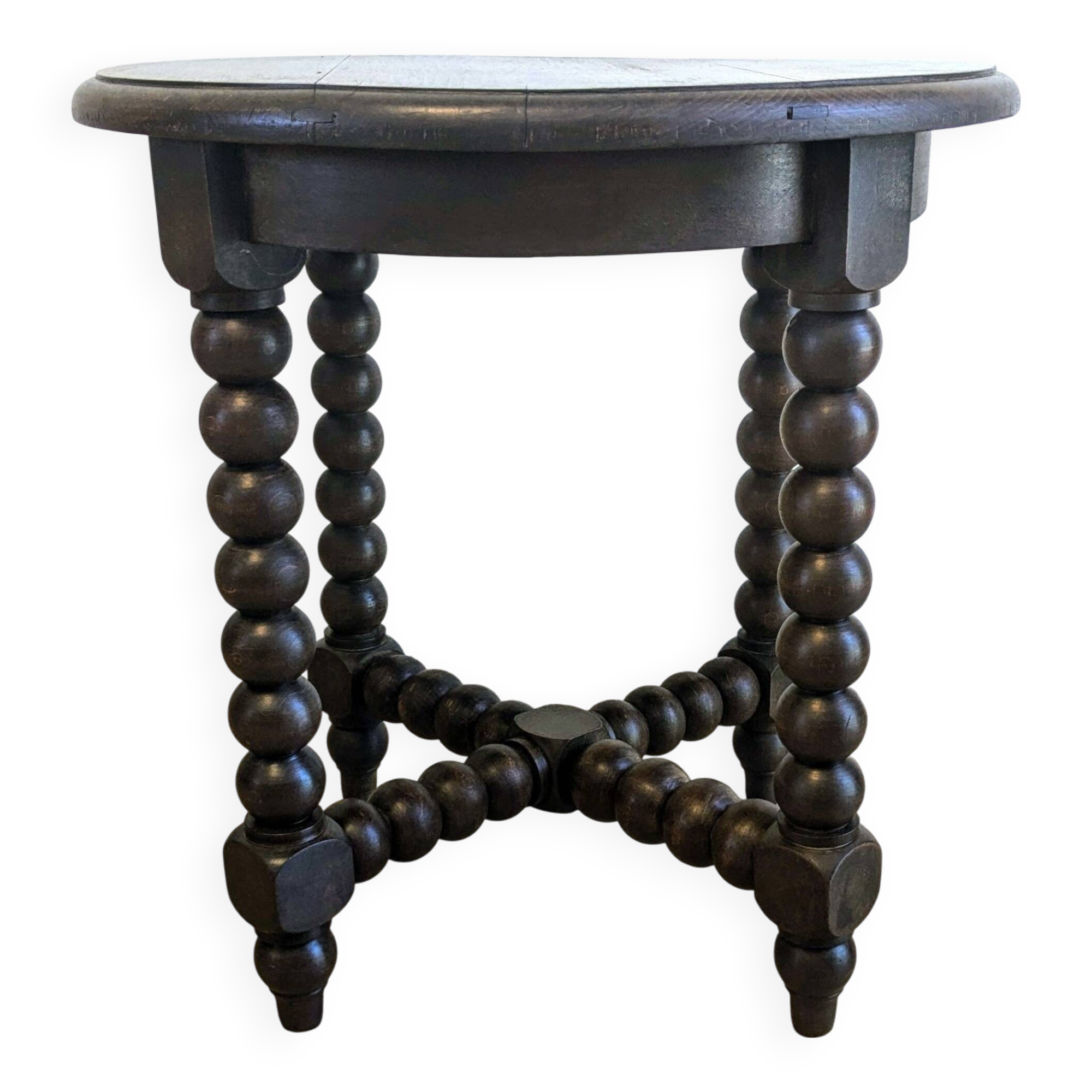 Antique side table with turned legs in solid wood, Louis XIII style