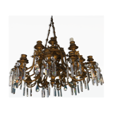 Bronze and crystal chandelier