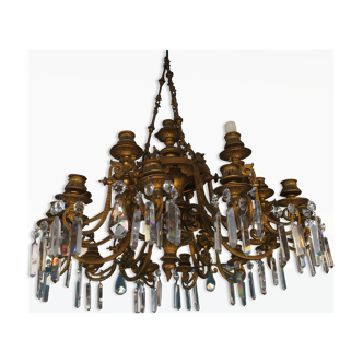 Lustre en Bronze et cristal