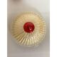 Lively gold-grid graniglia and red murano glass flush mount
