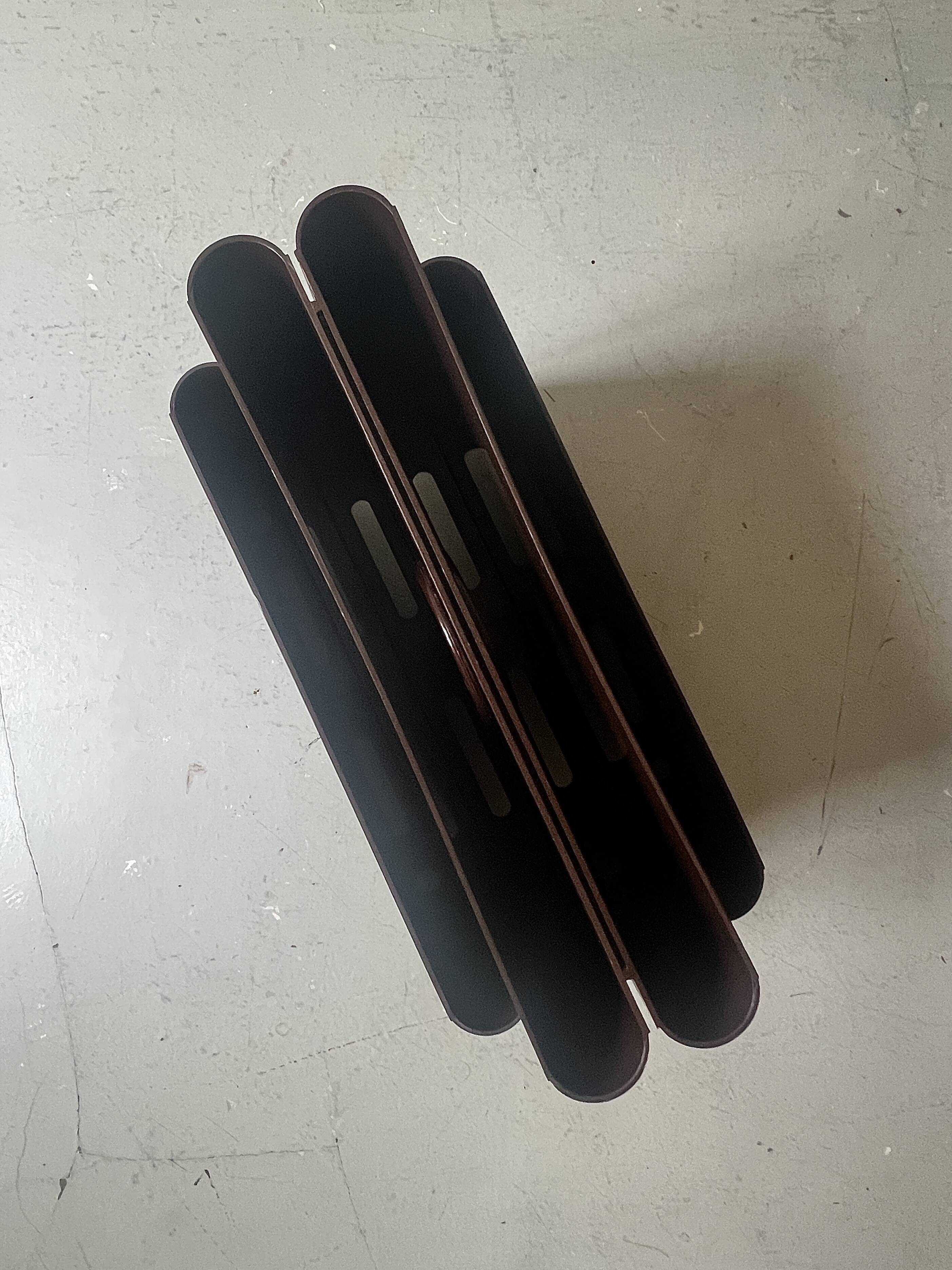 Brown magazine/vinyl holder by Giotto Stoppino for Kartell, design 1970.