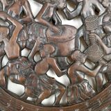 African door in carved wood and bronze of village chief Baboun, Cameroon, early 20th century