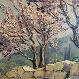 Landscape painting view of the village of Angles Gard Avignon Hurard 1887-1956