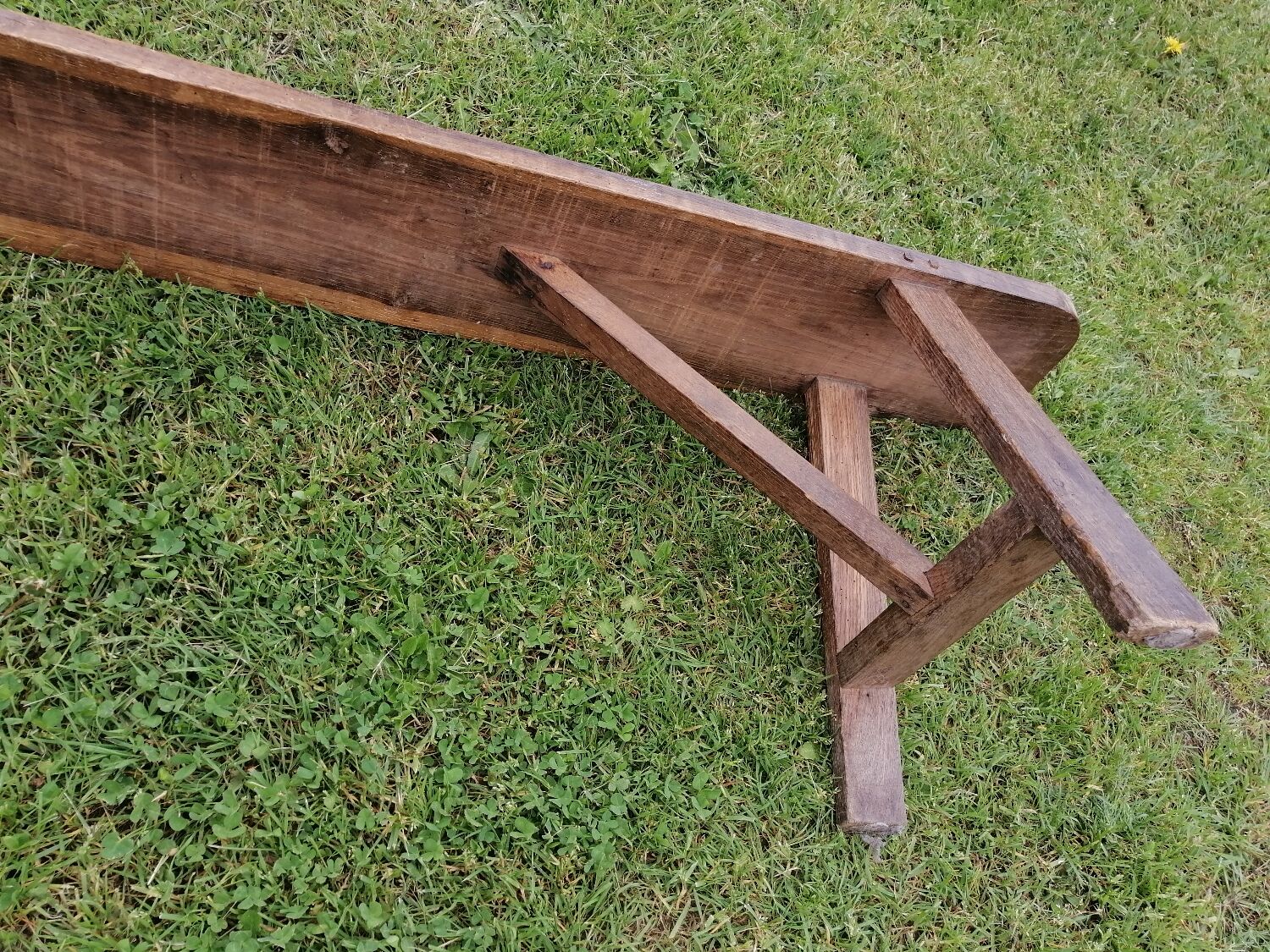 Wooden farmhouse bench