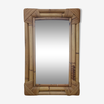 Miroir bambou et rotin 56×36 cm