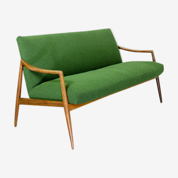 Dutch mid century 2-seater sofa with  teak legs and armrests