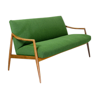 Dutch mid century 2-seater sofa with  teak legs and armrests