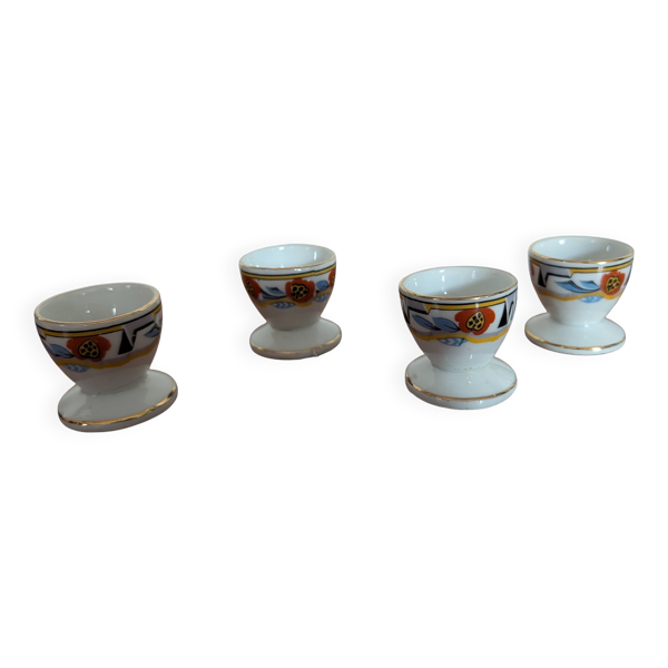 Quatuor de coquetiers Art déco en porcelaine années 1930