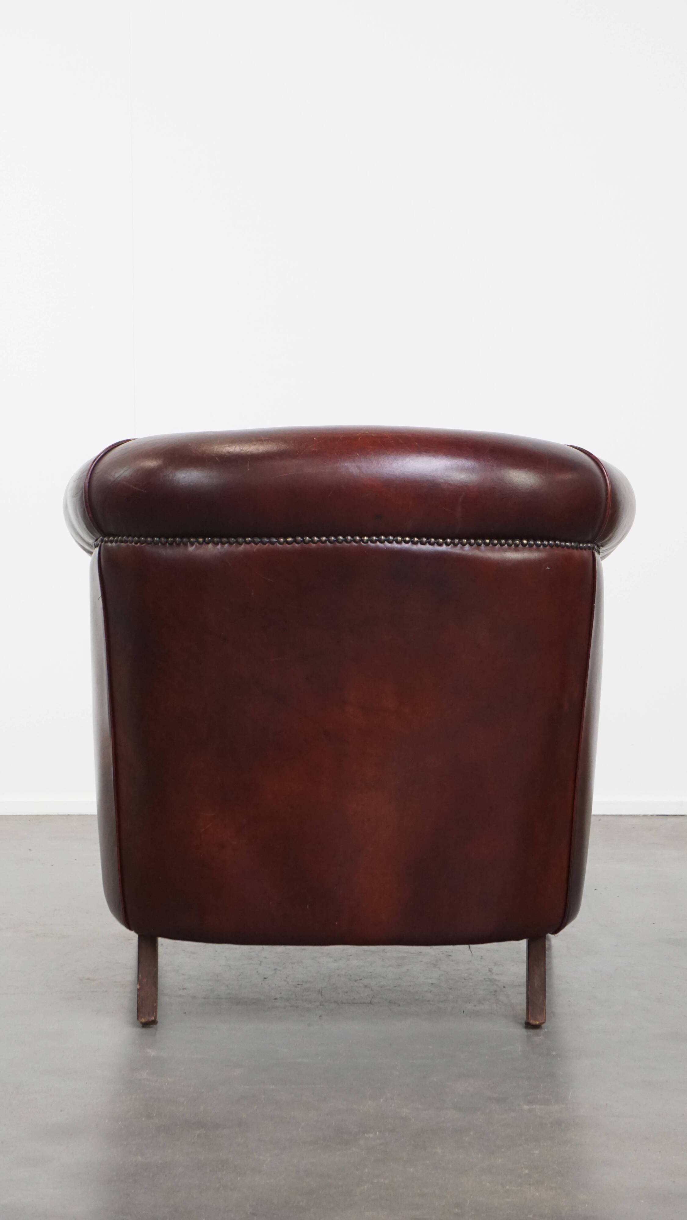 Cowhide Leather Club Chair in English Style