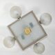 Mid-century vintage chandelier, 1950s, brass, wood and frosted glass, 4x E1