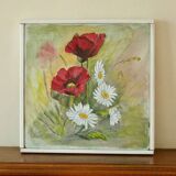 Still life from the mid-20th century, oil on canvas – floral painting