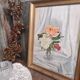 Peinture à l’huile vintage de fleurs signées Bramwell