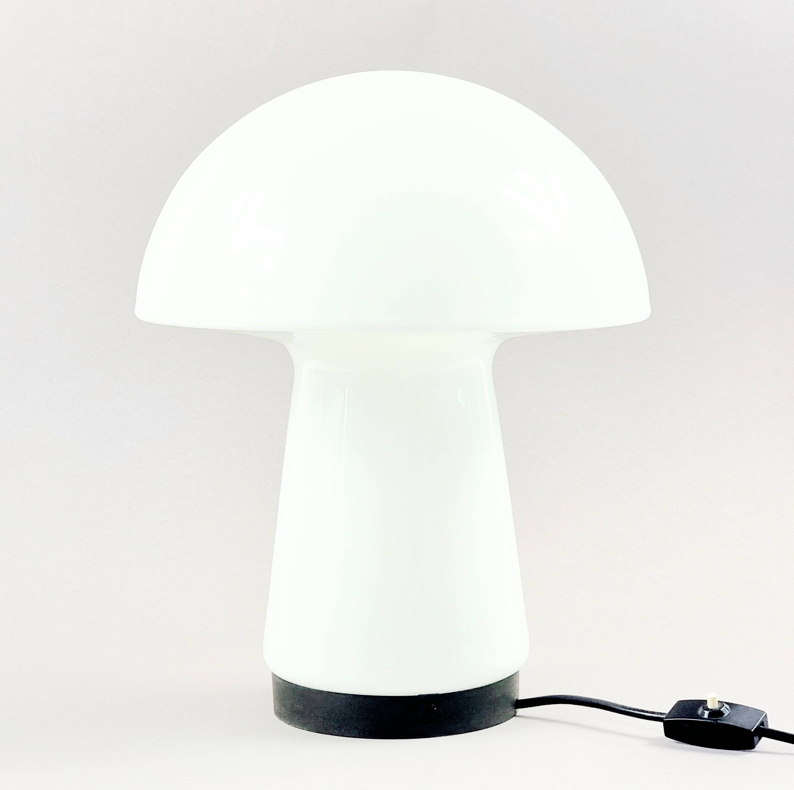 Large Space Age Mushroom Opaline Glass Table Lamp from Limburg, 1960s/1970s