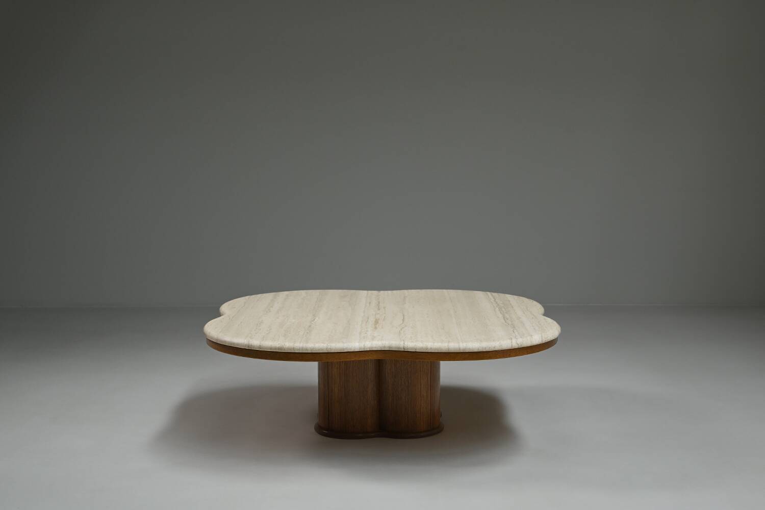 Travertine clover coffee table, 1970s Italy.
