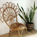 Vintage Peacock rattan armchair