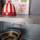 Old glass-fronted wooden library – blue interior