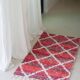 Tapis artisanal en coton recyclé - Réversible - Rouge et blanc
