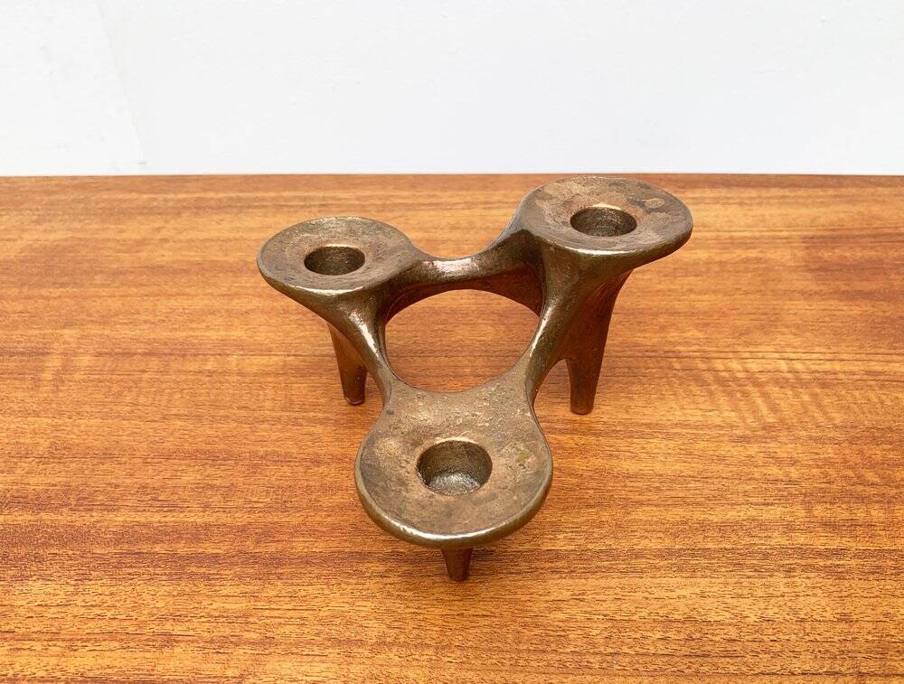 Vintage German brutalist metal candlestick by Harjes.