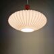 Teak and pleated white opaline suspension, Massive, 1960