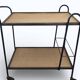 Vintage steel and rattan dessert trolley on wheels