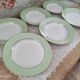 Lot de 6 assiettes creuses L'Amandinoise marli vert d'eau et frise dorée