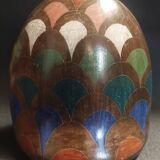 Vintage ceramic signed V. Silva owl Tonala Mexico 60s-70s