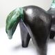 Stylised vintage horse in black and green glazed clay, handcrafted.