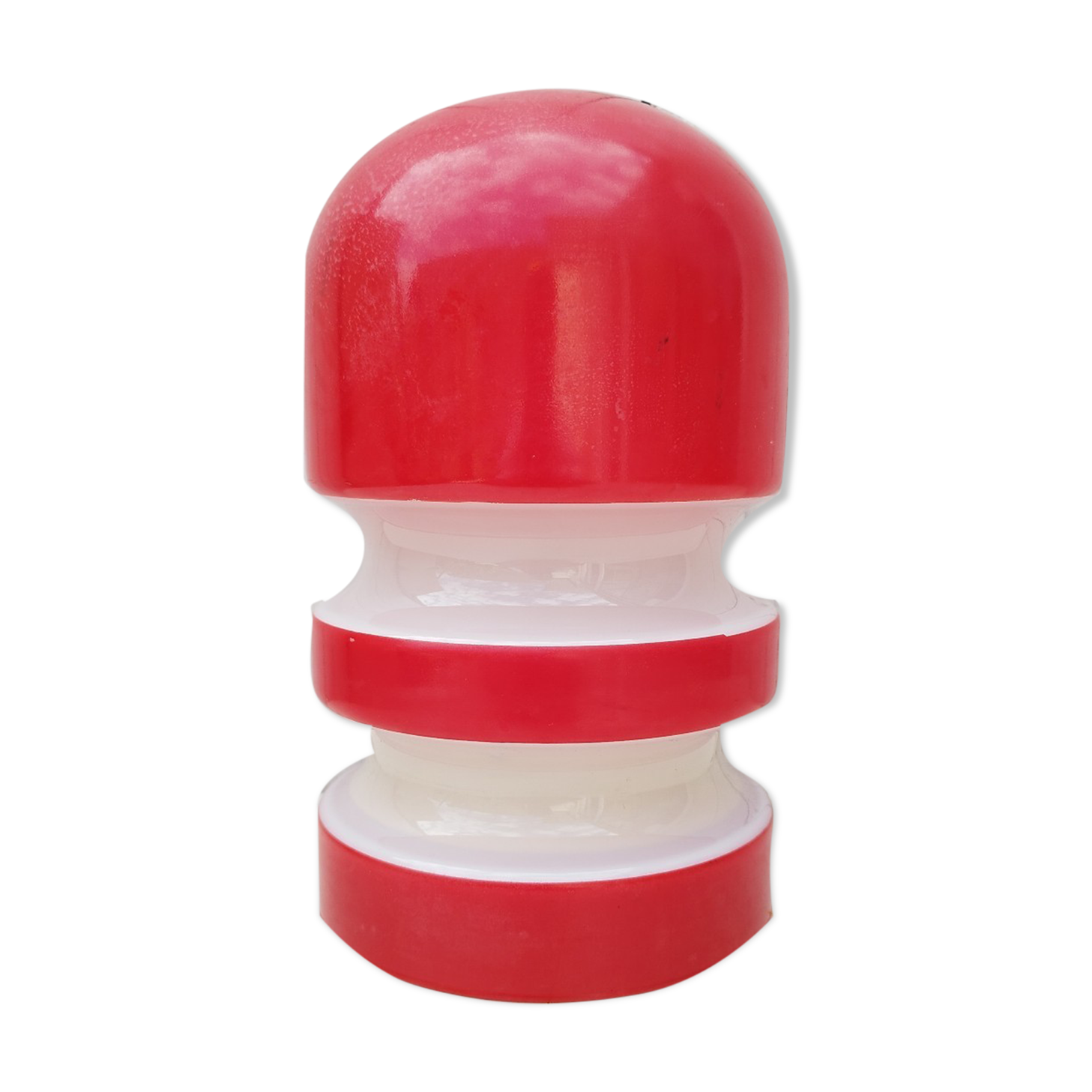 Opaline bedside lamp red and white 60's