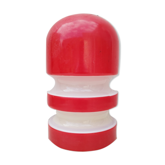 Opaline bedside lamp red and white 60's