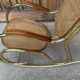 Vintage rocking chair in gilded brass and brown rattan - 1950s design