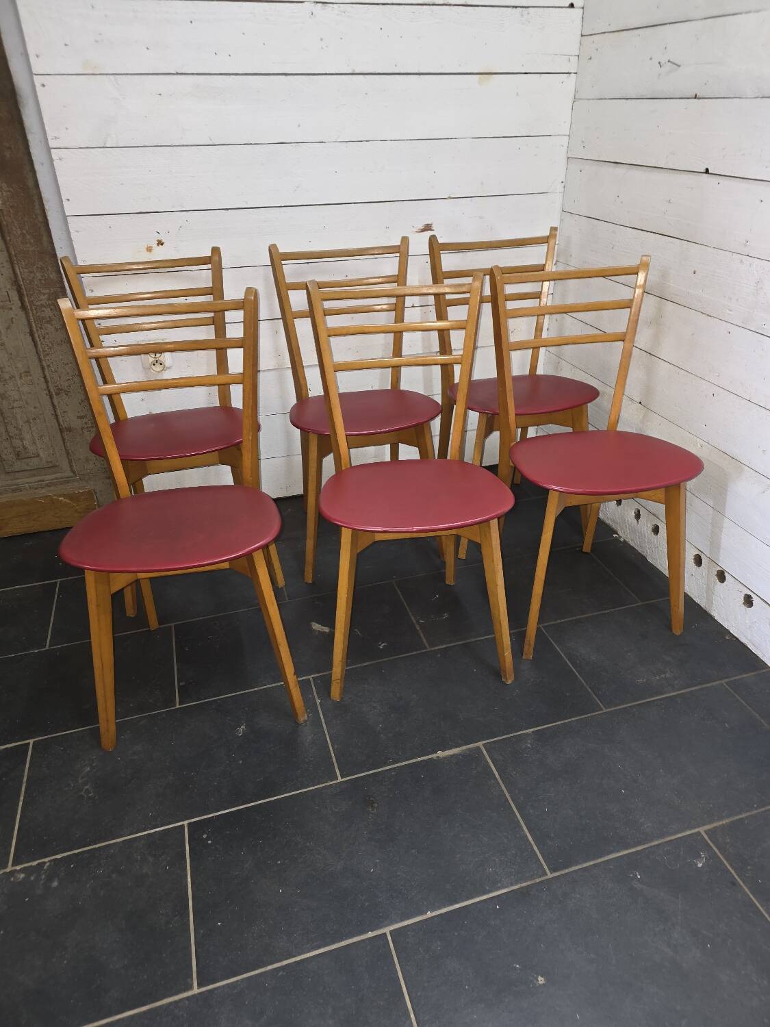 6 chaises vintage années 60