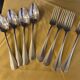 Series of 4 silver metal cutlery uniplat net model spoons forks
