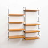 1960s teak wall shelf, manufacturer WHB, eight shelves