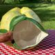 Hand-painted lemon barbotine pitcher vintage Italy