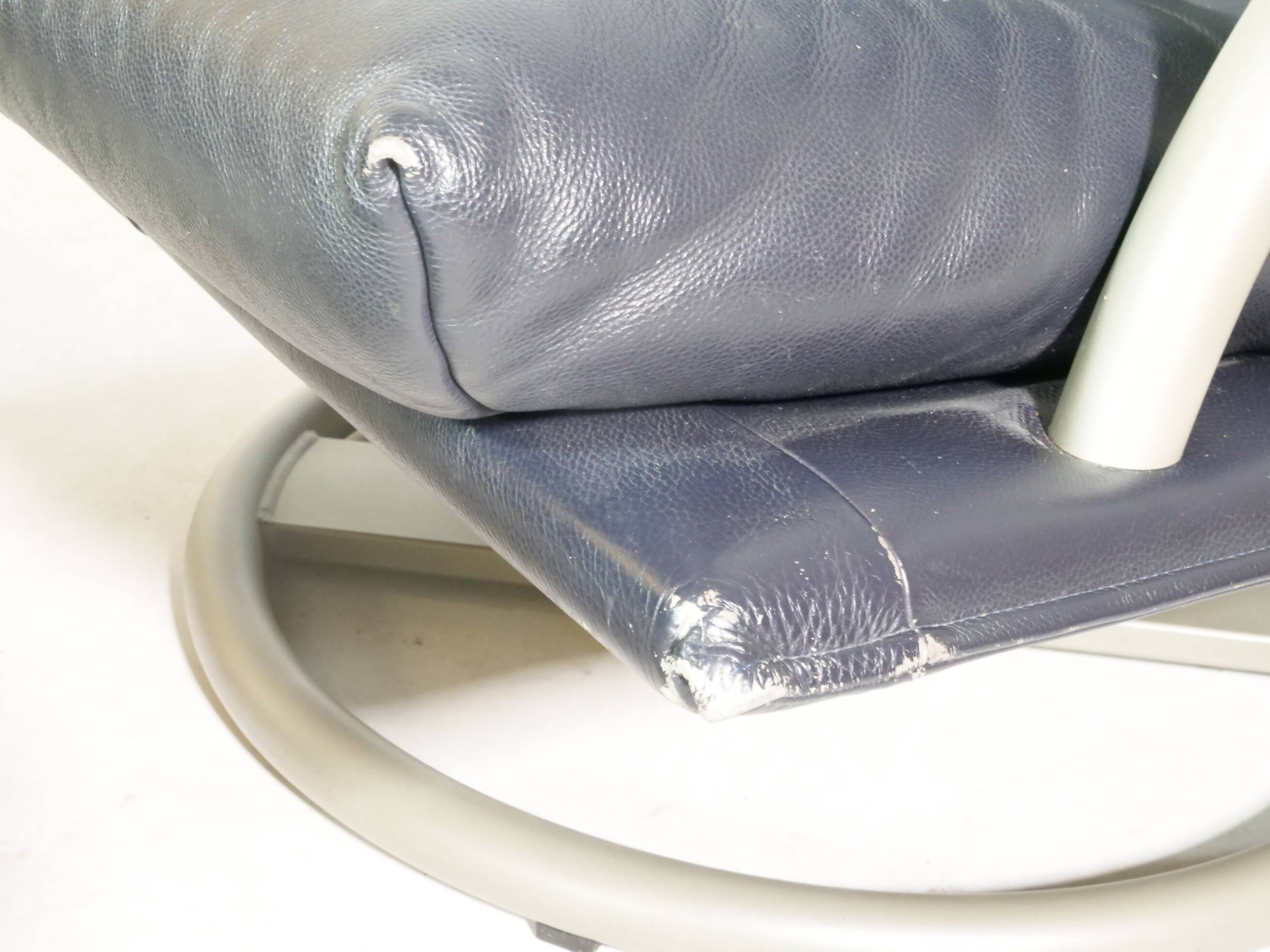 Vintage Design Leather Armchair Rolf Benz BMP 418 with Footstool, 1980s