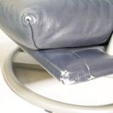 Vintage Design Leather Armchair Rolf Benz BMP 418 with Footstool, 1980s