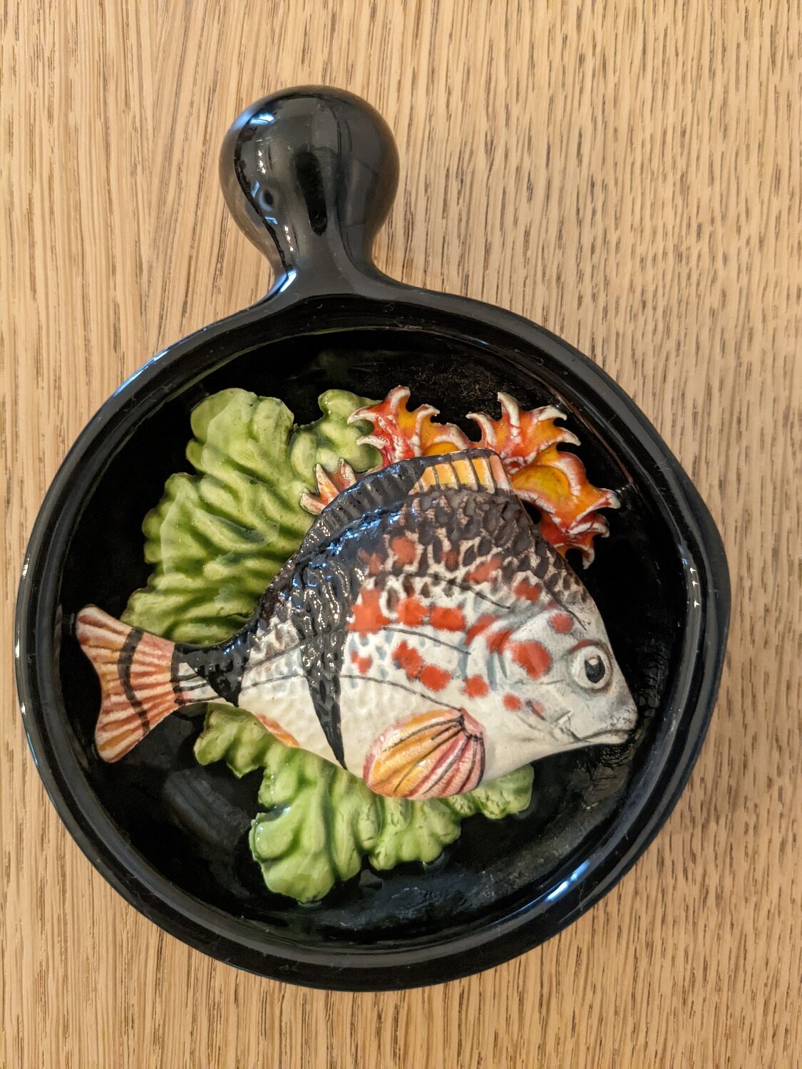 Two trompe l'oeil ceramic casseroles