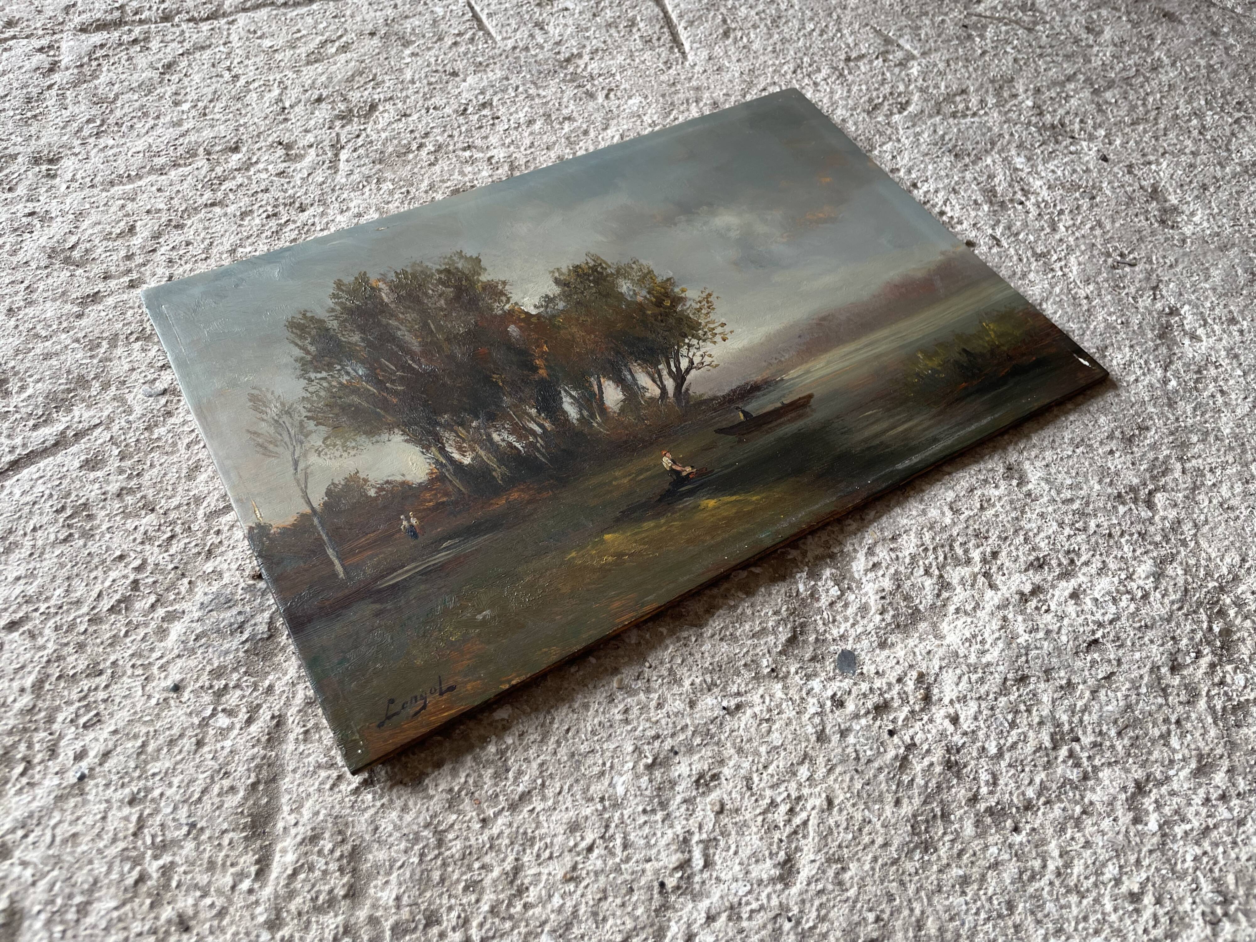 Old oil on panel signed Longol