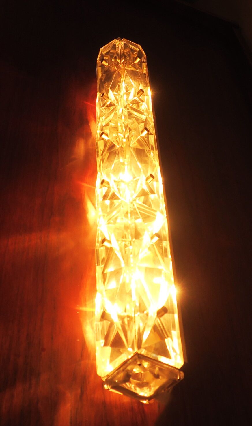 Kinkeldey faceted crystal long ceiling or wall light 1960s